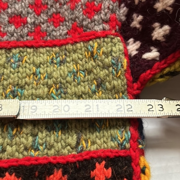 PATCHWORK HANDMADE 100% wool heavy cardigan M /L as is - Picture 10 of 13